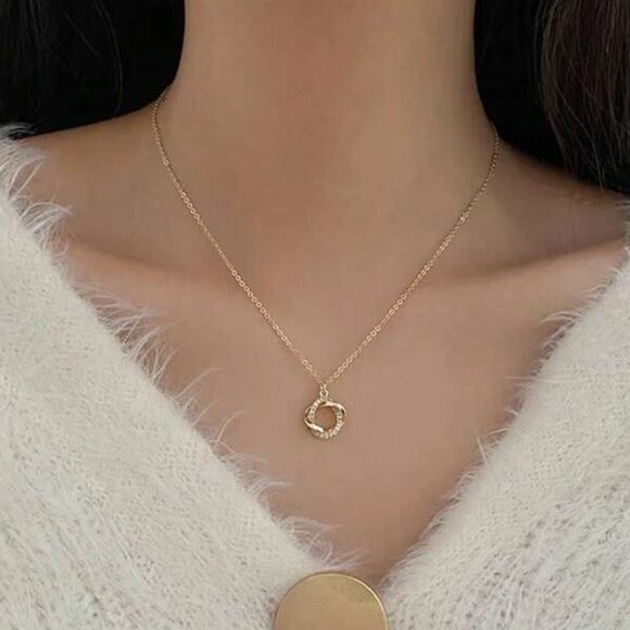14k Gold Filled Knot Pendant Necklace with Sparkling Stones - Picture 3 of 4
